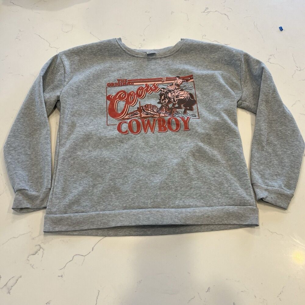 Coors Beer The Original‎ Cowboy Gray Pullover Sweatshirt Size L